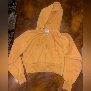 TNA COZY FLEECE BOYFRIEND BOXY ZIP HOODIE copper spice size XS